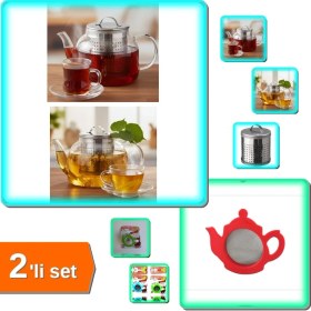 Resim Hereveoyuncak Çay Süzgeci Büyük Boy Paslanmaz Çelik Demlik Içi + Çay Süzgeci Demlik Şeklinde - 2li Set G0D5A1 