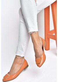 Resim Fox Shoes P726776309 Turuncu Toka Aksesuarlı Kadın Babet Turuncu 