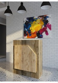 Resim Resital Ledli Karşılama Bankosu G-90 Cm Ofis Kasa Resepsiyon Masası Banko-002-2-6 