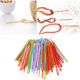 Resim hepenuygun 100 Adet 9 Cm Boyutlarında Karışık Plastik Yün Iğne Iğnesi Çocuklar Için Eğitici Iğne 