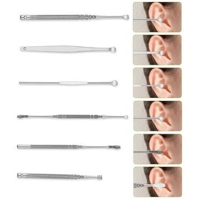 Resim Geeroyoo 6 Lı Paslanmaz Çelik Kulak Temizleme Çubuğu Seti - Yaylı Spiral Tasarım, Aile Kullanımı İçin Uygun 