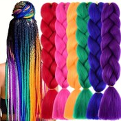 Resim Kadınlar için 6 Paket Yaki Örgüler, 60.96cm Jumbo Sentetik Saç Ekleri, Yüksek Sıcaklık Elyafı, Renkli DIY Şekillendirme, Cosplay ve Parti Aksesuarları, İdeal Noel ve Yeni Yıl Hediyesi 