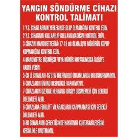 Resim İzmir Serigrafi Yangın Söndürme Cihazı Kontrol Talimatı 2.6 mm PVC Uyarı Levhası 25 x 35 cm 