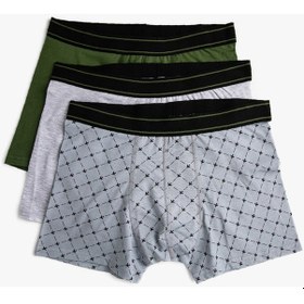 Resim Koton Pamuklu Basic 3'Lü Boxer Seti Gri Desenli 2Klm91425Mk 2Klm91425Mk18I 