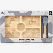 Resim Citron Bölmeli Vakum Tabanlı Organik Bambu Kare Yemek Takımı 1073582 