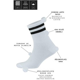 Resim Kral Socks Erkek Kadın 12 Çift Çizgili Kolej Tenis Çorabı Pamuklu Terletmez Çorap Asorti 