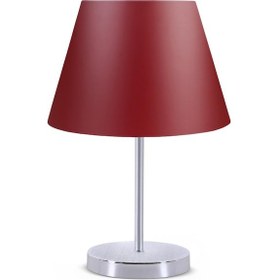 Resim Art Krom Gövdeli Abajur Bordo Şapkalı Bordo 