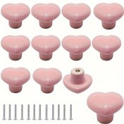Resim 4 adet/12 adet Macaron Love Seramik Kolu Basit Modern Hafif Gardırop Kolu Dolap Kolu Parlak Seramik Çekmece Kolu ile Vida Yan Dolap Çekmece Ev Dekorasyonu Donanım Aksesuarları 
