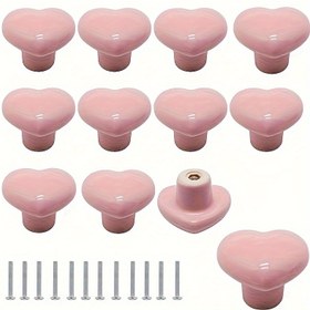 Resim 4 adet/12 adet Macaron Love Seramik Kolu Basit Modern Hafif Gardırop Kolu Dolap Kolu Parlak Seramik Çekmece Kolu ile Vida Yan Dolap Çekmece Ev Dekorasyonu Donanım Aksesuarları 