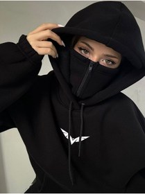 Resim Genel Markalar Origami Baskılı Maskeli Dikay Kapüşonlu Sweatshirt Hoodie 