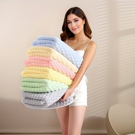 Resim Büyük Koral Polar Havlu - Ultra Emici, Hızlı Kuruyan, Yumuşak ve Kabarık, Pastel Bulut Deseni, 250gsm, Günlük Kullanım, Spor Salonu, Spa, Seyahat ve Ev için Mükemmel, Havlular 
