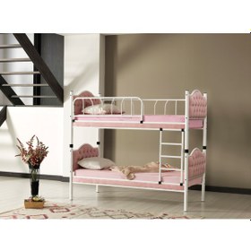 Resim Argimo Melis Çift Katlı Metal Ranza ve Karyola 90 x 190 CM Yatak Ölçülü Pembe 