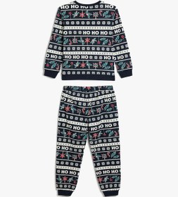 Resim Koton Yılbaşı Baskılı Pijama Takımı Pamuklu Lacivert Desenli 5wlm40032mk Lacivert Desenli Lacivert 