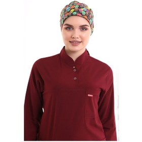 Resim Renkli Kuru Kafa Desenli Tesettür Cerrahi Bone​​​​​​​ - Tesettür-9007 Rekli Kuru Kafa-Standart 