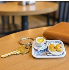 Resim Uretti - Pınar 2572 9957 El Yapımı Limonlu Çay Ve Kruvasan Temalı Tepsi Anahtarlık 