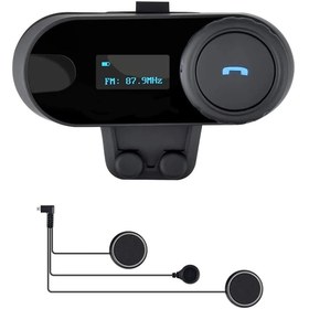 Resim Dynego 1km Telsiz Intercom Motosiklet Bluetooth Su Geçirmez Kask Kulaklık Lcd-ekran Fm-radyo 