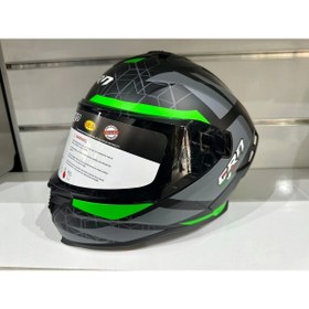 Resim CRN Kask FS-867 Mat Black/grey/green Güneş Vizörlü 