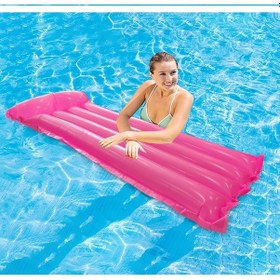 Resim Ikkb Yetişkin Düz Renk Yüzen Su Şezlong Pvc Katlanabilir Şişme Yatak Gül Kırmızı 