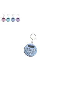 Resim Mavi Yuvarlak Mini 8 Haneli Hesap Makinesi Anahtarlık 1 Adet Ebat: 5 CM x 5 CM 