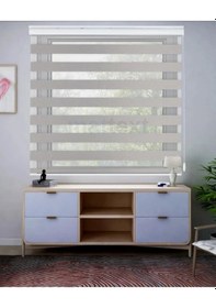 Resim Gri Geniş Plise Zebra Perde Gri 