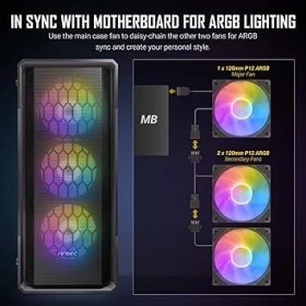 Resim Lidyahan Store New Gaming NX360 Midi Tower Kasa, Siyah 