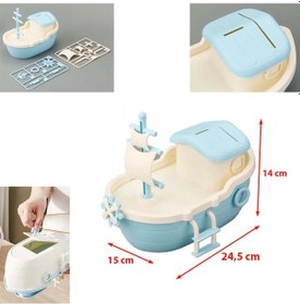 Resim House By House Kilitli Büyük Gemi Kumbara Bozuk Para, Kağıt Para İçin Çift Girişli Dekoratif Oyuncak Kumbara Gemi 24,5 Cm X 15 Cm X 14 Cm 