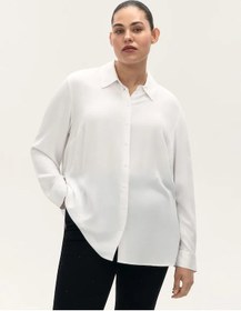 Resim Befree Plus Sıze Viskon Büyük Beden Gömlek Blouse 440745991 Beyaz 