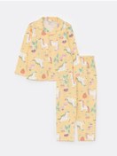 Resim LC Waikiki Polo Yaka Uzun Kollu Baskılı Pamuklu Kız Bebek Pijama Takımı S338871Z1SOLYFMLY 