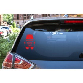 Resim Turuncu Sticker Arabada Bebek Var Cam Sticker 11x15 Cm 