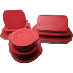 Resim Paşabahçe Borcam 9 Parça Kırmızı Kapkalı Çeyiz Seti 59024/034/854/124/006/864/001/123/133 