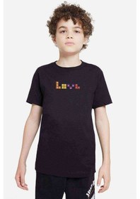 Resim Tetris Love In Tetris T Shirt Baskılı Unisex Çocuk Siyah T-Shirt 