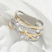 Resim Luxury Infinity zirconia Eternity Ring 18K Gold Plated Wedding Engagement Party Decor For Bride Women Girls Gift 