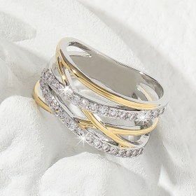 Resim Luxury Infinity zirconia Eternity Ring 18K Gold Plated Wedding Engagement Party Decor For Bride Women Girls Gift 