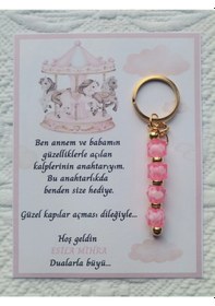 Resim Atlı Karınca Model Özel Tasarım Pembe Anahtarlık Hastane Yeni Doğan 40 Mevlidi Hediyelik 48 Adet 