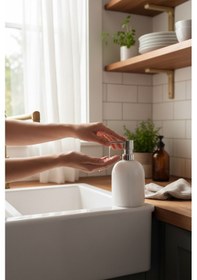 Resim Akayev Mermer Beyaz Gümüş Banyo, Mutfak Sıvı Sabunluk Beyaz 