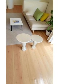 Resim Beyaz Renk Ahşap Mantar Sehpa Takımı 2 Li Yan Sehpa Seti Beyaz 