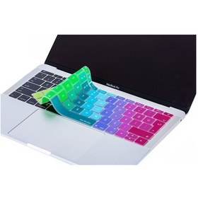 Resim Apple Uyumlu MacBook Pro Klavye Koruyucu 13inç A1708, 12inç A1534 İle Türkçe Q Dazzle Pembe Yeşil 