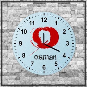 Resim O Harfli Osman İsimli Ahşap Duvar Saati 