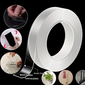 Resim 1 Rulo Şeffaf Çift Taraflı Nano Bant, Su Geçirmez Duvar Etiketleri, Yeniden Kullanılabilir Isıya Dayanıklı, Banyo Ev Dekorasyon Bantları Nano Çift Taraflı Bant, Ağır Hizmet Şeffaf Yapışkan Şeritler, Güçlü Yapışkan Çok Amaçlı Yeniden Kullanılabilir Su Geçirmez Montaj Bantı 