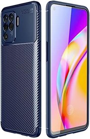 Resim Nevarium Oppo Reno 5 Lite Uyumlu Kılıf Karbon Dokulu Silikon - Lacivert 