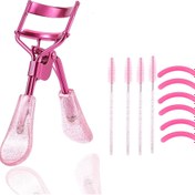 Resim Silikon Dolum Pedleri ile Glitter Saplı Kirpik Kıvırıcı Set - Paslanmaz Çelik, Kadınlar ve Kızlar için Günlük Tarz 