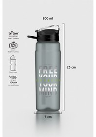 Resim Renga Falcon Yazı Desenli 800 Ml Pipetli Tritan Matara 912140 Siyah Siyah 