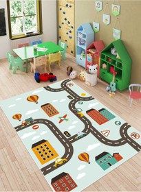 Resim FABBHOME Dijital Baskı Kaymaz Taban Makinede Yıkanabilir Çocuk Odası Halısı Bebek Odası Halısı 