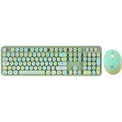 Resim Everest Round Km-6282 Renkli Tuşlu Yeşil Kablosuz Q Multimedia Klavye + Mouse Set Optik 