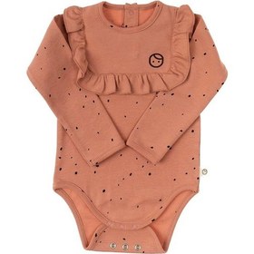 Resim Uzun Kollu Fırfırlı Ayarlanabilir Çıtçıtlı Zıbın Cosmos Pembe Org Pembe Dots 