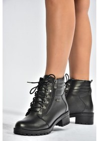 Resim Fox Shoes V555085503 Siyah Hakiki Deri Comfort Ortopedik Taban Kadın Bot Siyah-hakiki Deri 