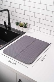 Resim Bulaşık Matı Süper Emici Bulaşık Kurutma Örtüsü 45X36Cm Katlanabilir Bulaşık Matı Antrasit Gri 35 X 45 