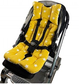 Resim Pamuk Atölyesi Mutlu Orman ve Sarı Yıldızlı Bebek Arabası Minder ve Yedek Kılıf Paketi 