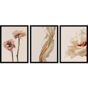 Resim Çiçek Üçlü Çerçeveli Mdf Tablo Seti-172253 