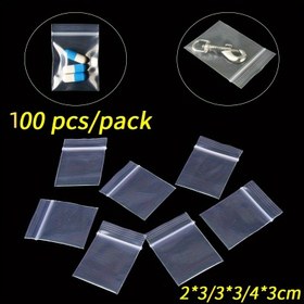 Resim 100 adet 2*3/3*3/4*3cm 3 Boyutlu Mini Fermuar Tasarımı Baggies Plastik Ambalaj Çantaları Küçük Plastik Fermuarlı Çanta 